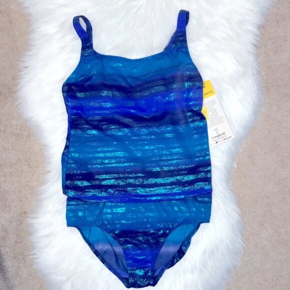 Longitude NEW 2-piece Swim Suit Tankini Blue Shimmer 14 - Picture 11 of 16